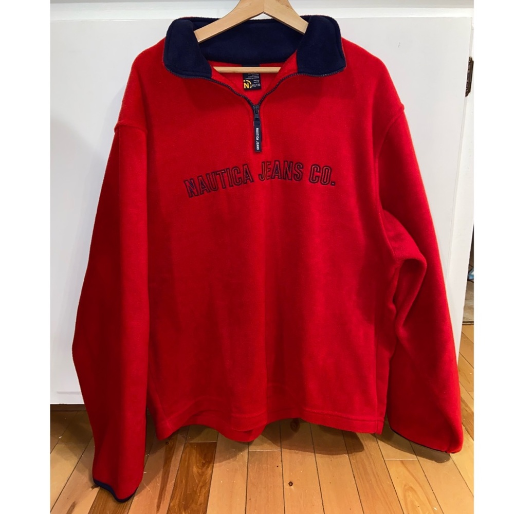 Most Gorgeous Vintage Nautica fleece sweater 3/4 zip pullover